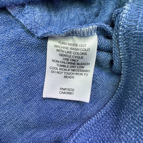 Alfred Dunner Sweatshirt Women's Large Blue Textured Floral Embroidered Crewneck - Picture 6 of 7